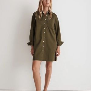 Madewell khaki mini shirt dress with pockets